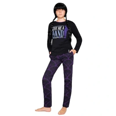 Imagen de Wednesday Miércoles Addams Niña Conjunto de 2 Piezas, Pantalón y Camiseta para Niñas 7 16 Años, Regalos Navidad