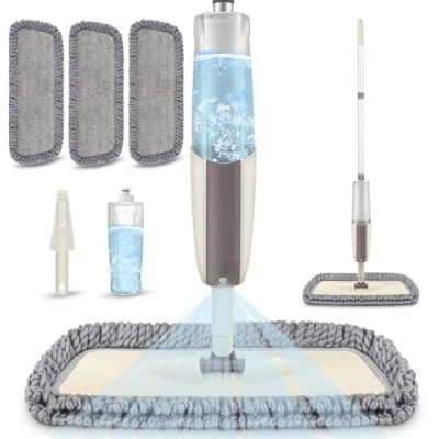 Imagen de Fregona Mopa con Pulverizador, MEXERRIS Mopas de Limpieza Suelos Microfibra Spray Mop 410ml para el Hogar, Cocina, Azulejos, Madera Dura, Madera, Cerámica, Laminado