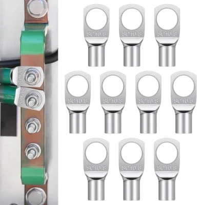 Imagen de 10 Piezas Terminales Eléctricos,Terminales Cables Electricosde con Ojal De Cobre Estañado,Terminales Electricos Sin Aislamiento,Terminales Tubular para Batería(10mm² M8)