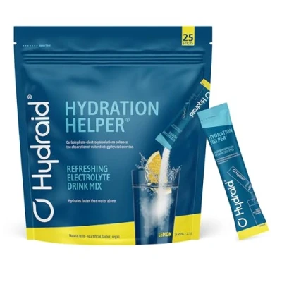 Imagen de Hydraid® Hydration Helper I Polvo con electrolitos y carbohidratos Mejora la absorción de agua 25 unidades Bebida deportiva baja en calorías Fabricado Alemania Limón
