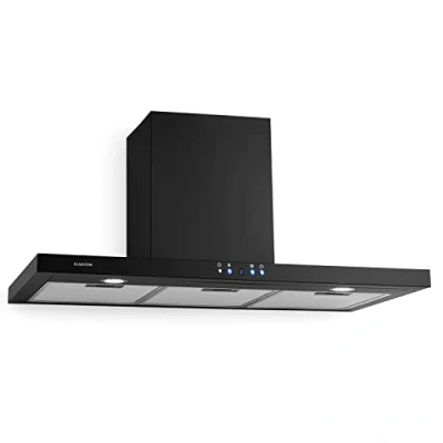 Imagen de Klarstein Limelight Campana extractora cocina de pared Extractor humos, Rendimiento 600 m3/h, 3 niveles potencia, Filtros grasa, Iluminación LED, 64 dB, 90 cm Ancho, Negro