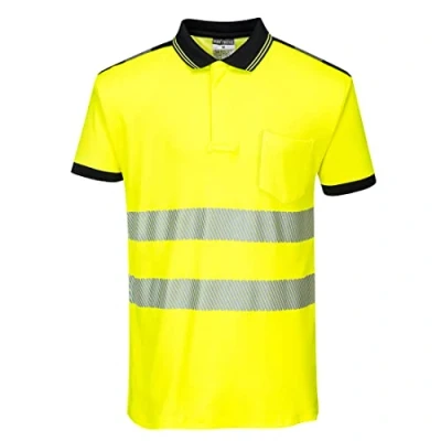 Imagen de Portwest Polo M/C De Alta Visibilidad Pw3, Tamaño: L, Color: Amarillo/Negro, T180YBRL
