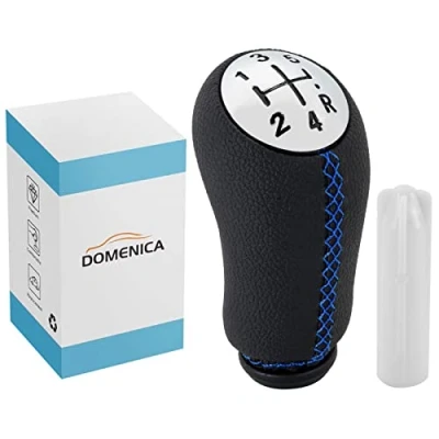 Imagen de DOMENICA 5 Velocidades Pomo Palanca de Cambios Cuero Compatible Renault Clio 3 4 Megane 2 Scenic Laguna Dacia Modus Kangoo (Azul)
