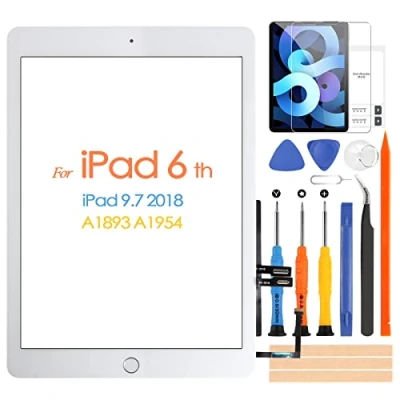 Imagen de ARSSLY pantalla táctil 2018 para iPad 6 9.7 A1893 A1954 Digitizer con botón de inicio, repuesto 6th kit reparación (no LCD)