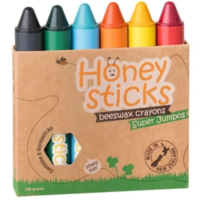 Imagen de Honeysticks Colour Wax Cera per legno pura al 100% (6 unità, Jumbo) naturale, priva di sostanze tossiche, sicura i bambini, tenuta in mano Nuova Zelanda, sindaci 3 anni.