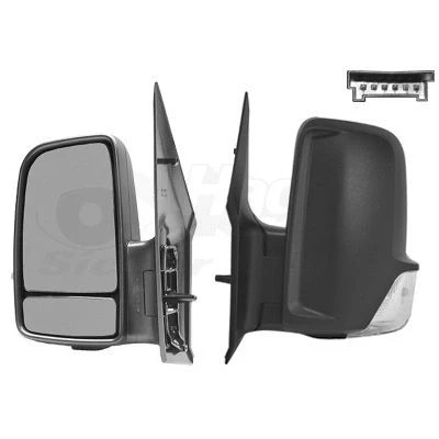 Imagen de espejo retrovisor Van Wezel 3077807 izquierda negro completo, para ajuste elect. espejo, calefactable, con gran angular, brazo corto de