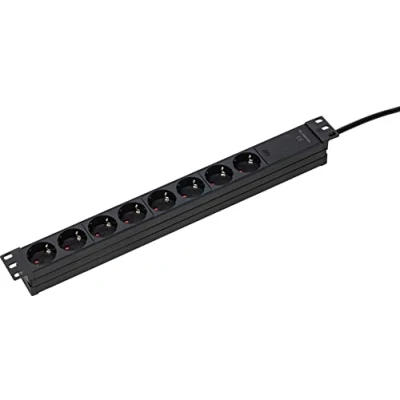 Imagen de as Schwabe RACK Regleta de enchufes 8 vías 19&quot;, para montaje universal en armarios red 19 pulgadas, 230 V / 16 A disposición 45, color negro