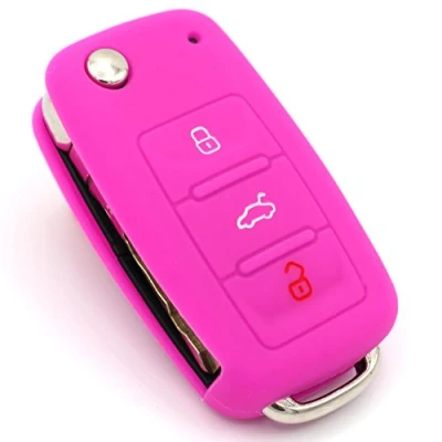Imagen de Funda de Silicona para Llaves el Coche Cover 3 Botones Llave VA (Rosa Neon)