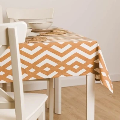 Imagen de TRAMAS+ Mantel Mesa Rectangular Antimanchas 140x140cm para Comedor Exterior NELA Ocre