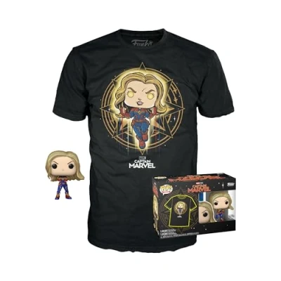 Imagen de Funko Pop! &amp; tee: Marvel Captain Large (L) Camiseta, Franela Ropa con Figura de Vinilo Coleccionable Idea Regalo Juguetes y Camiseta Manga Corta para Adultos Hombres