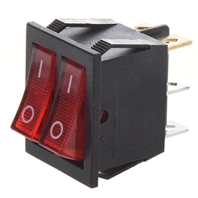 Imagen de Ggnaxivs Luz roja iluminada 6 Dual SPST ON/OFF Interruptor basculante de AC 15A/250V 20A/125V