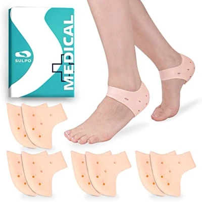 Imagen de SULPO 4 Pares Taloneras Protectores de Silicona Almohadillas para Pies Secos y Agrietados, Callos, Tendinitis Aquiles Talla Única