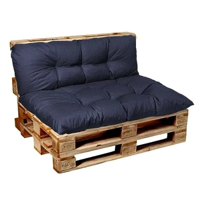 Imagen de Garden Factory Cojines para palets, Cojín de palé, Sofas palets Asiento, Respaldo o Juego (Set (Asiento 120x60 + 120x40) Azul Oscuro)