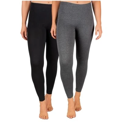 Imagen de SES Leggings Algodón, Paquete de 2, Cintura elástica Suave Que no abulta, para Mujer Negro/Antracita Moteado 36 38