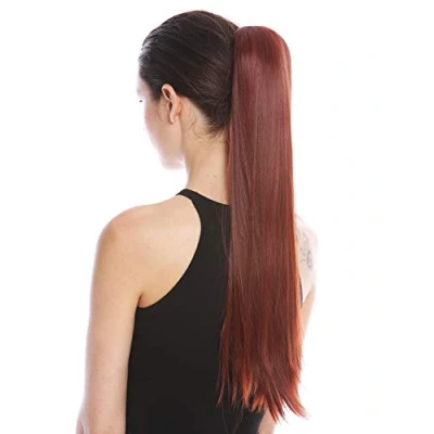 Imagen de WIG ME UP YZF 1094S 35 Extensión de pelo coleta peineta y banda 63 cm largo liso color castaño rojizo