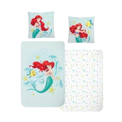 Imagen de MTOnlinehandel Ropa de cama franela 135 x 200 cm, para niña, princesa Ariel, sirena, suave invierno, 1 funda almohada 80 cm + nórdica 200, 100% algodón