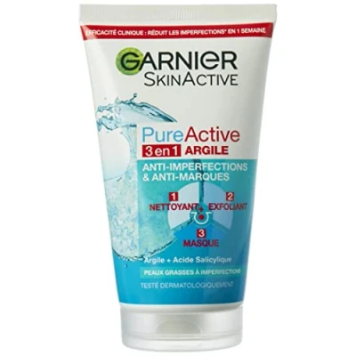Imagen de Garnier Skin Active Pure Activo Máscara de limpieza Exfoliante 3 en 1 Limpiadora Conjunto 4