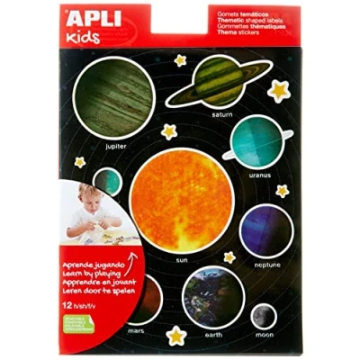 Imagen de APLI Kids 15174 Bolsa de gomets, 12 hojas, Sistema solar