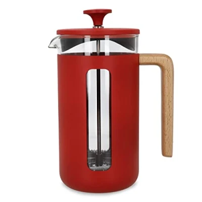 Imagen de La Cafetière Pisa Cafetera de acero inoxidable, 8 tazas, color rojo, en caja regalo