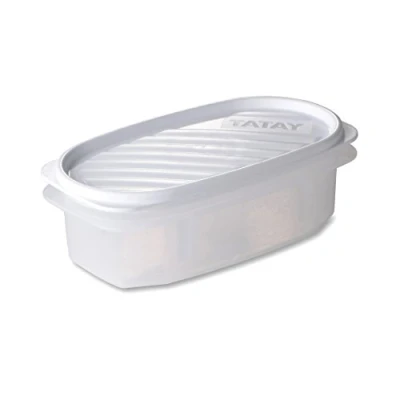 Imagen de TATAY Contenedor de alimentos ovalado con tapa flexible blanca, libre BpA, capacidad 0.5 L