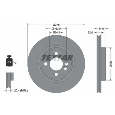 Imagen de TEXTAR PRO 92262403 Disco de freno 276 22 04/05 100 ventilación interna revestido sin perno sujeción rueda, buje rueda MINI: Hatchback