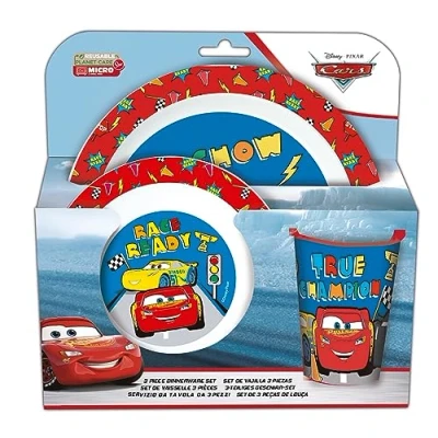 Imagen de P:os 33711088 Juego de Desayuno Cars, vajilla 3 Piezas con Plato, Bol y Taza, Infantil plástico, Apta para lavavajillas/microondas