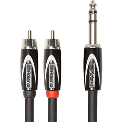 Imagen de Cable de inserción/divisor interconexión la serie Black Roland — TRS 1/4 pulgada a dos conectores RCA, 1,5 m longitud RCC 5 TR2RV2