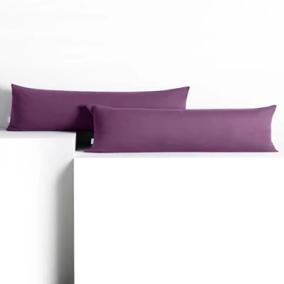 Imagen de DecoKing 2 Fundas de Almohada 20 x 145 cm, algodón, con Cremallera, Color Morado y ámbar