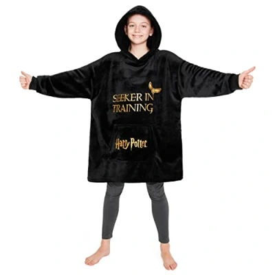 Imagen de Harry Potter Sudadera Forro Polar Niña Bata Manta para Niñas (Negro)