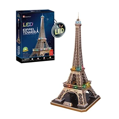 Imagen de Puzzle 3D Torre Eiffel Led Regalo Niños 8 Años Adultos Y Maquetas para Montar Construir 84 Piezas