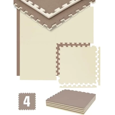 Imagen de eyepower Alfombra Gimnasio en Casa 2,4 cm: 1m² Suelo 4 Colchonetas Grandes 50x50 Esterilla EVA Goma Puzzle Tapete Fitness Defectos Ópticos Menores