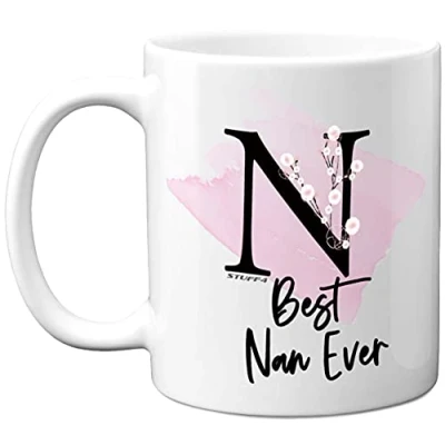 Imagen de Stuff4 Best Nan Ever Taza de cerámica 11 onzas, apta para lavavajillas, regalo abuela, cumpleaños abuelas, tazas Navidad, regalos niñera nietos