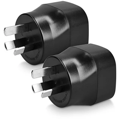 Imagen de kwmobile 2X Adaptador de Viaje para Australia Tipo I Adaptadores Enchufe schuko Conector enchufes Argentina Nueva Zelanda China Negro
