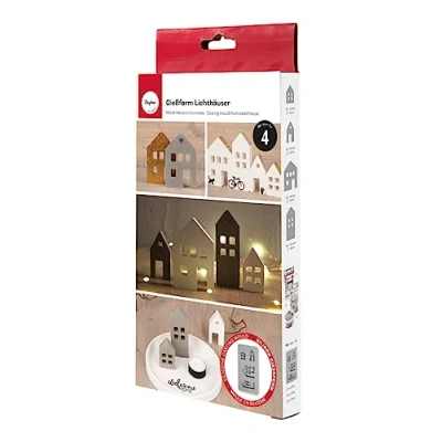 Imagen de Rayher Molde silicona casitas, 4 formas, 14,5x26x1,7 cm, manualidades, 36132000