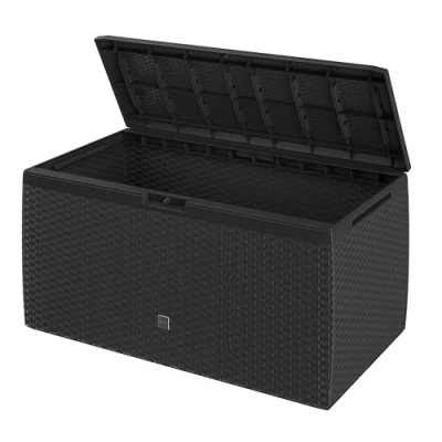Imagen de Casaria® Arcón Jardín Exterior Baúl Almacenaje 290L con 6 Ruedas Asas Resistente Intemperie Rayos UV Caja Cojines 117x47x60cm Antracita