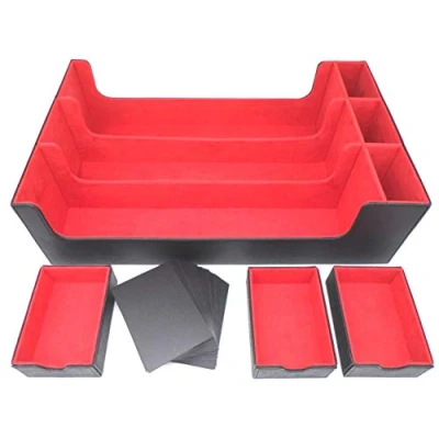 Imagen de docsmagic.de Premium 3 Row Trading Card Storage Box Black/Red + Trays &amp; Divider MTG PKM YGO Caja de Almacenaje Negra/Roja