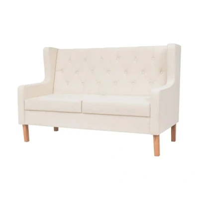 Imagen de vidaXL Sofá 2 Plazas Tela Blanco Crema Asiento Sillón Silla Banco Mueble Salón
