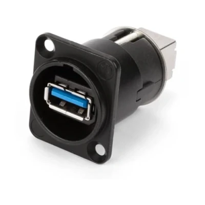 Imagen de Neutrik Cambiador DE GÉNERO USB 3.0 Reversible (Tipo A Y B) Carcasa D NIQUELADA Negro
