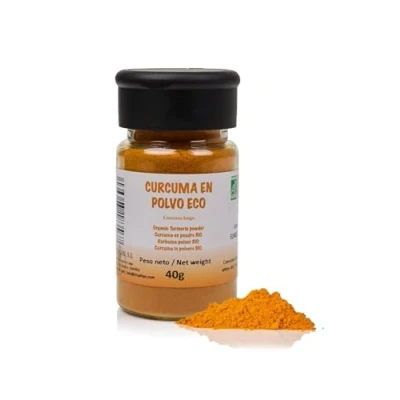Imagen de FRISAFRAN cúrcuma en Polvo BIO de molida Digestivo Ayuda al rejuvenecimiento Curcuma pura especia sin aditivos Suplemento Origen India 40g