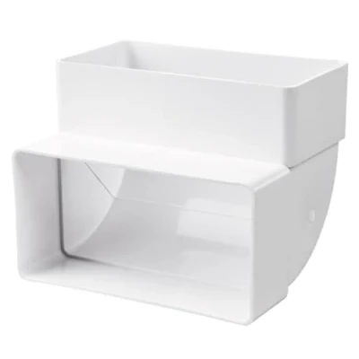 Imagen de canal de ventilación 90 grados, 220 x mm, conexión tubo rectangular, ángulo 90, sistema ventilación, calefacción, refrigeración, clima, plano, color blanco