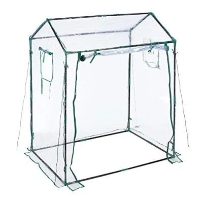 Imagen de Relaxdays Invernadero Grande, Cubierta PVC, Puerta y Ventanas Enrollables, 152x132x92 cm, Huerto Tomates, Transparente