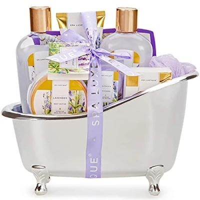 Imagen de SPA LUXETIQUE Set de Regalo Baño para Mujer 8pcs Bienestar con Fragancia Lavanda Mujer, Cumpleaños Belleza Deco, Regalos Navidad, Año Nuevo
