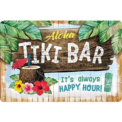 Imagen de Nostalgic Art Cartel de Chapa Retro Tiki Bar Idea Regalo para los Aficionados a cócteles, metálico, Diseño Vintage Decorativo, 20 x 30 cm