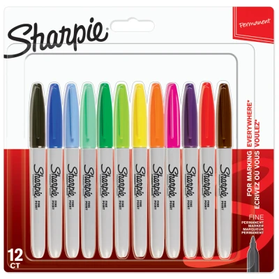 Imagen de Sharpie Marcadores Permanentes Punta Fina Colores Surtidos 12pc