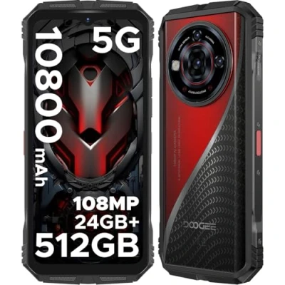 Imagen de DOOGEE S118 Pro 5G Movil Irrompible MTK7050 24GB+512GB Android14, 6.6&#039;&#039;FHD+/120Hz Móvil Rugerizado, 4K/108MP+20MP Visión Nocturna, 10800mAh(33W), NFC/Huella&amp;Face ID/Doble SIM Resistente