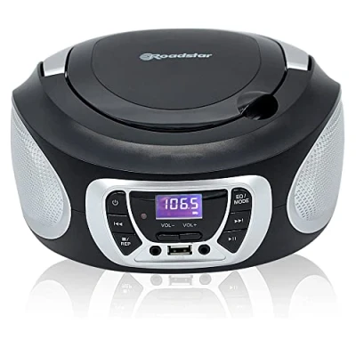 Imagen de Roadstar CDR 365U/SL Radio CD Player Portátil Digital FM PLL, Boombox Reproductor CD, R, RW, MP3, Puerto USB, Stereo, AUX IN, Salida de Auriculares, Negro / Plata