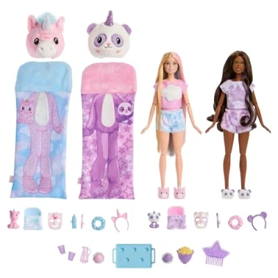 Imagen de Barbie Cutie Reveal Fiesta de Pijamas, Pack regalo con dos muñecas y muchos accesorios, +3 años (Mattel HRY15)