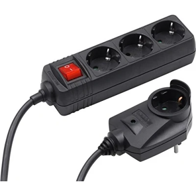 Imagen de Meister 7430640 Tira de la potencia 3 más 1, 2 m, negro con el interruptor