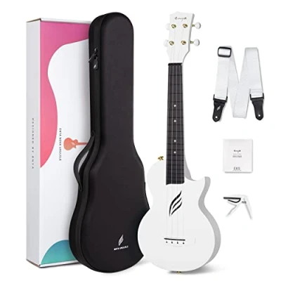 Imagen de Ukelele de concierto Enya Nova U 23&quot; cuerpo en fibra carbono con bolsa ukelele,correa,cuerdas,capo(blanco)