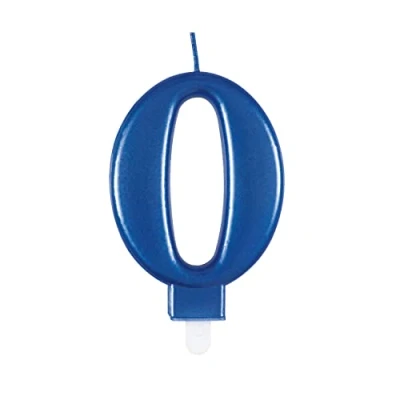 Imagen de Unique Vela de cumpleaños 19610 número 0 3.5 pulgadas azul metálico 1 unidad
